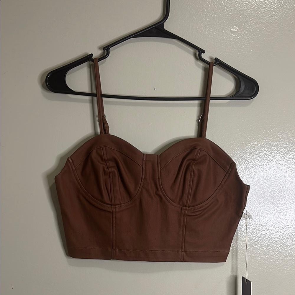 Chic Brown Bustier Top with Straps